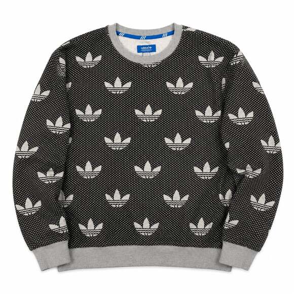 Adidas Tops - Adidas Originals All-Over Trefoil Print Crewneck Sweatshirt